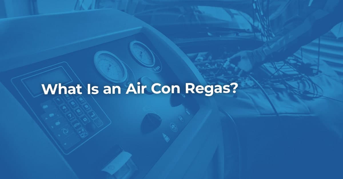 The article title over a mechanic carrying out an air con regas on a car.