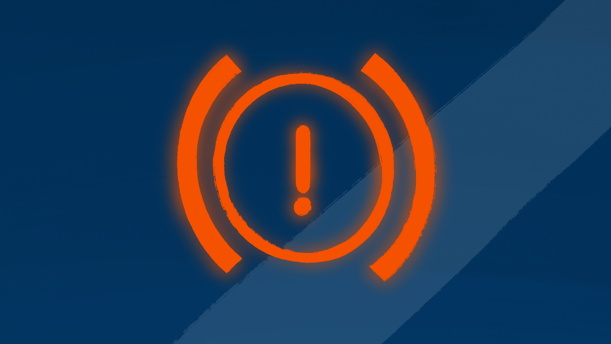The brake warning light in a car.