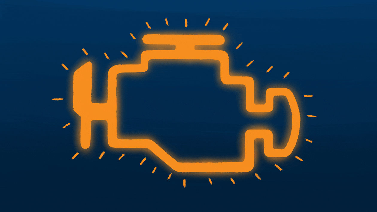 A flashing engine management light.