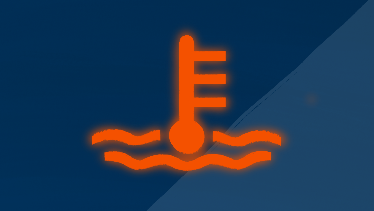 Engine temperature warning light.