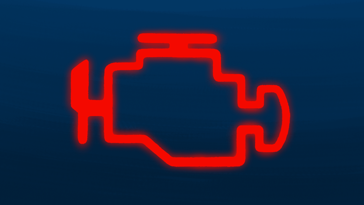 A red engine management light.